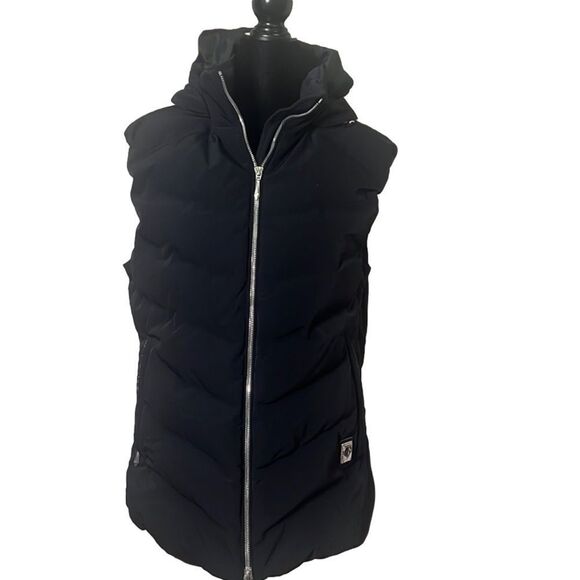 DESCENTE STELLA PERFORMANCE BLACK HOODED LUXURY VEST SIZE 12 - Picture 1 of 14
